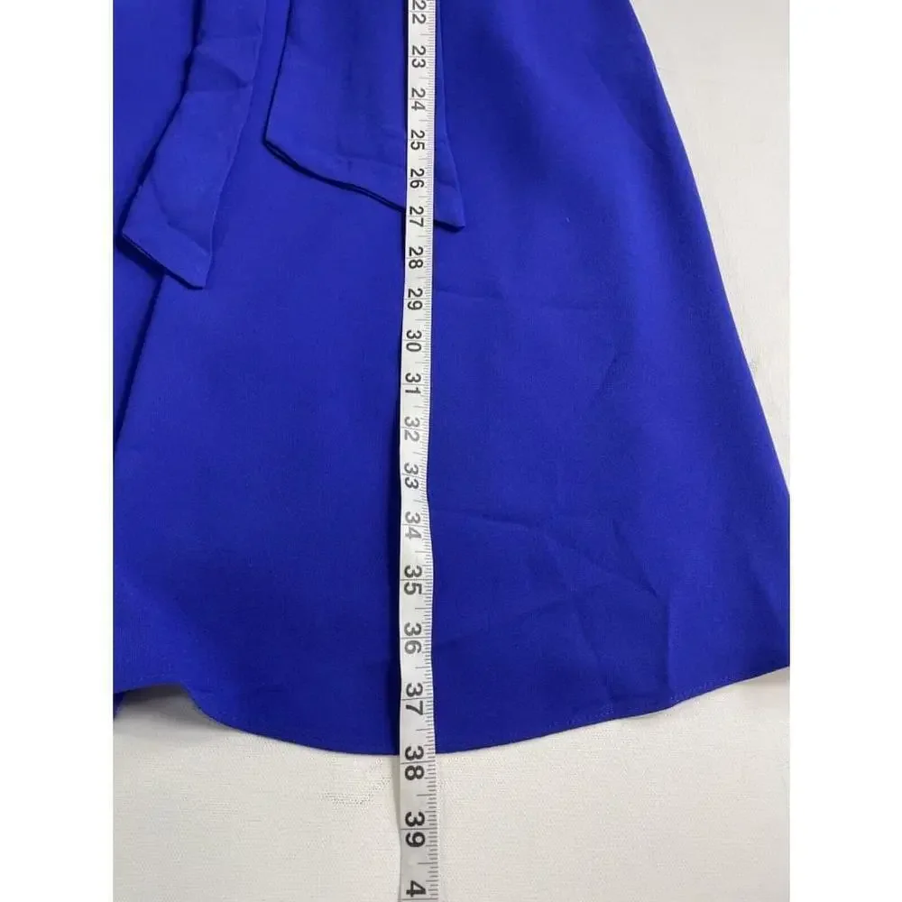 Trina Turk Women’s Dress Medium Verge Shift Bow tie Halter Dress Blue Lined - Picture 13 of 14
